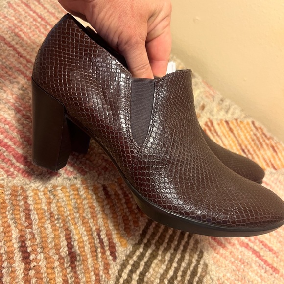 Ecco Dark Brown Snakeskin Ankle Boots - Picture 6 of 9